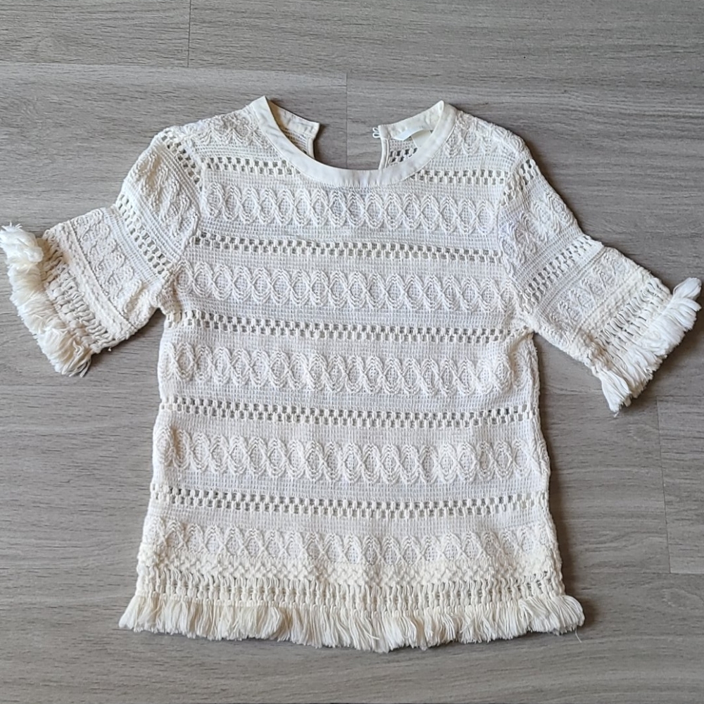DELETING TOMORROW IF NOT SOLD! Crochet Top with Tassel Fringe